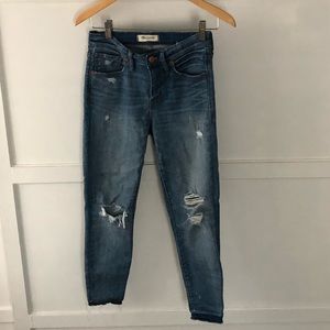 Madewell 9” high rise skinny distressed jeans